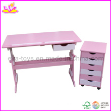 Conjunto de muebles de madera para niños - Escritorio y gabinete ajustables (W08G077)